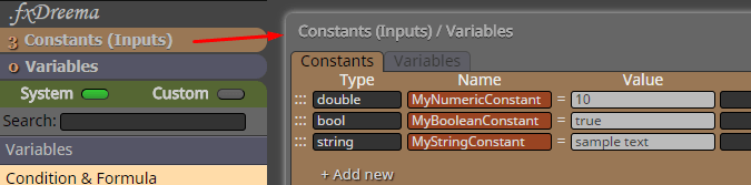 fxDreema Constants (Inputs)